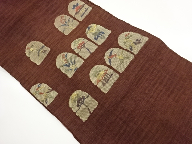 JAPANESE NAGOYA OBI / TSUMUGI / WOVEN FLOWER